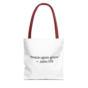 Tote Bag — "Grace upon grace." John 1:16 Christian Scripture Tote