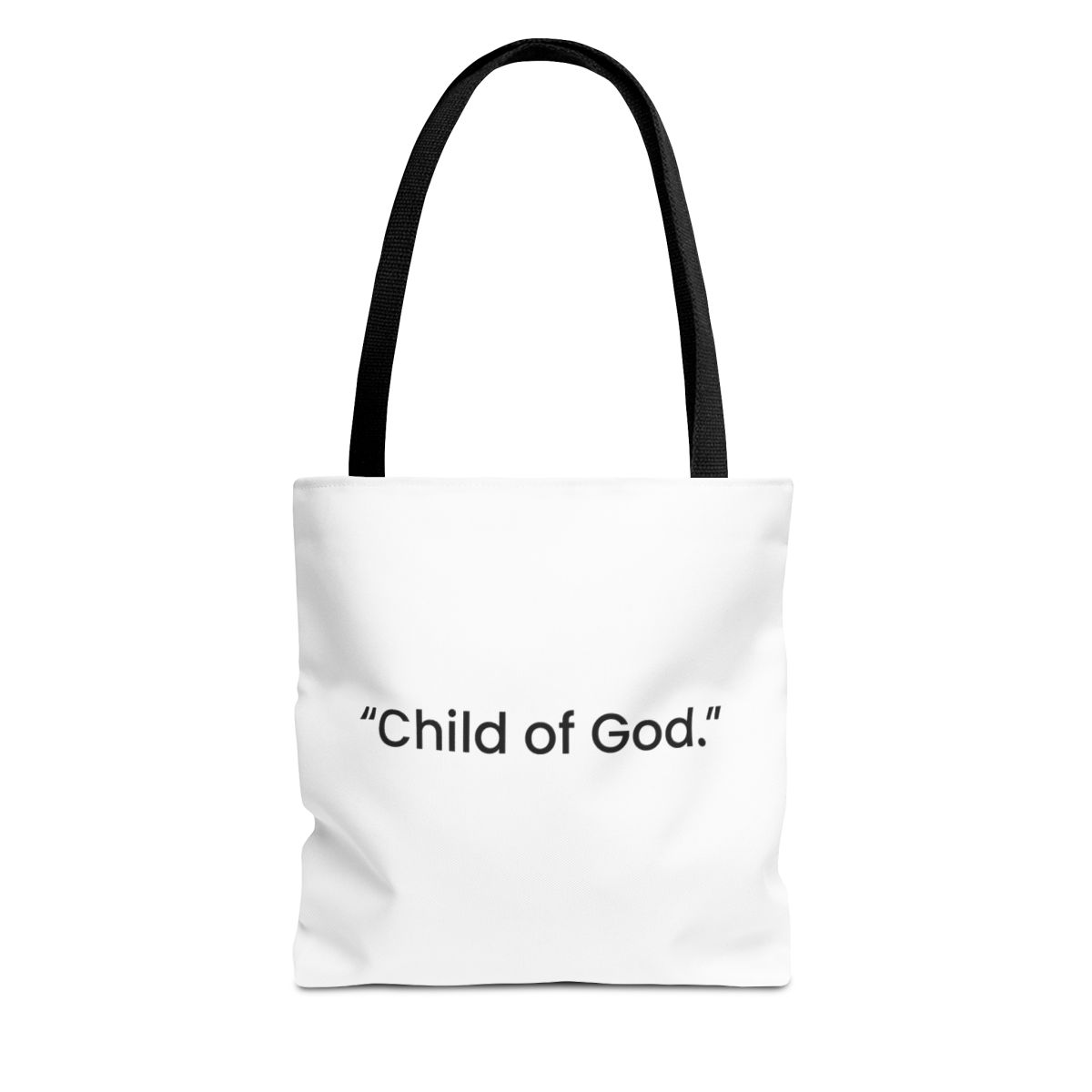 Child of God Vertical Text Tote Bag — Faith-Inspired Canvas Tote