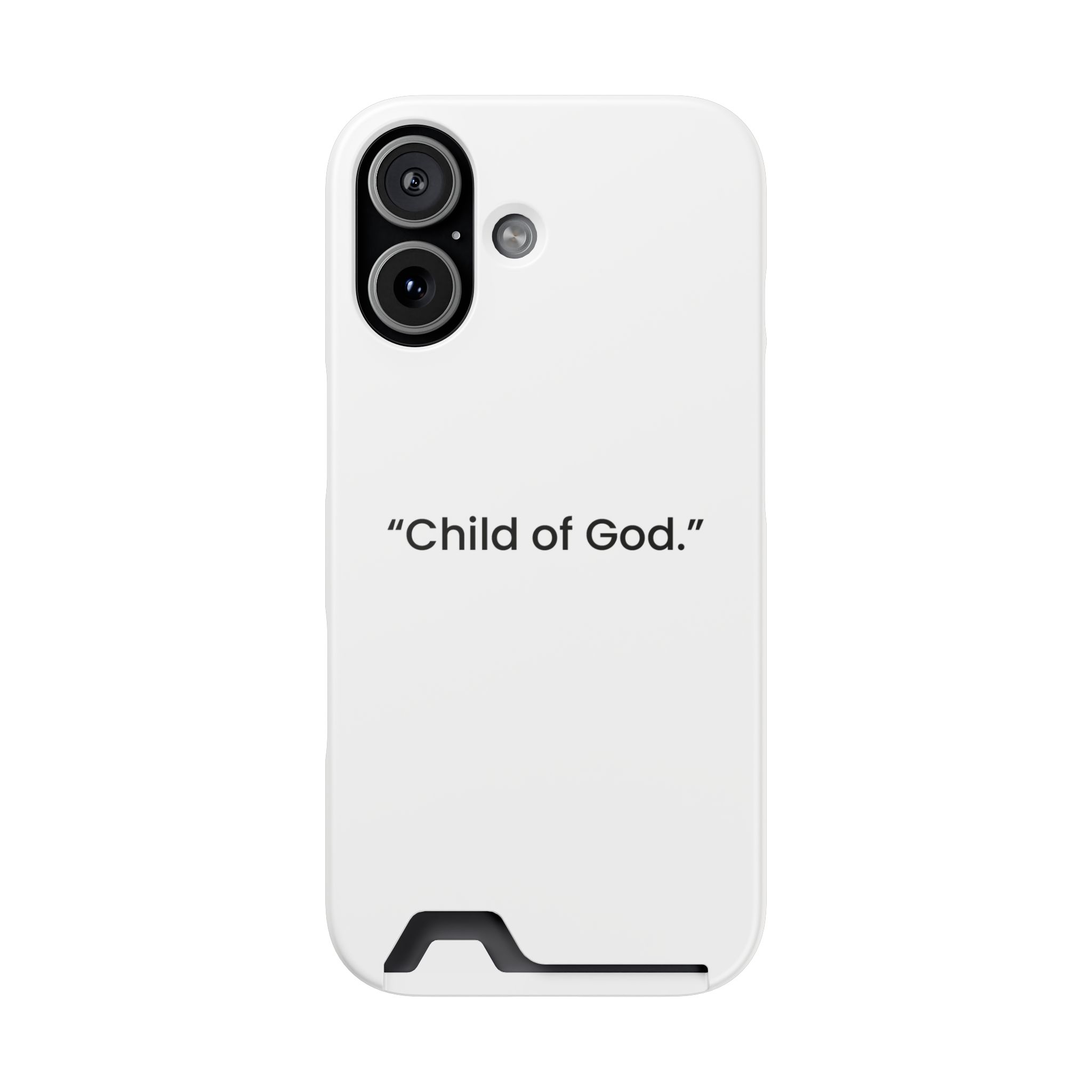 Phone Case with Card Holder — Minimal "Child of God." Religious Card Pocket Case